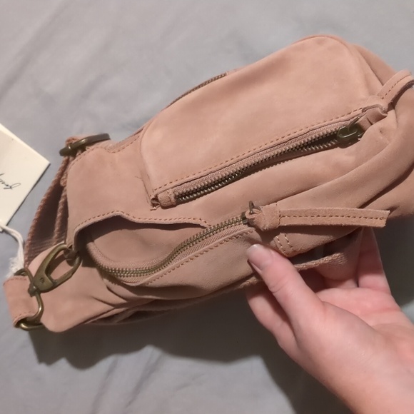 NWT Free People Hudson Sling Bag Crossbody Pink Suede Leather - Picture 6 of 11